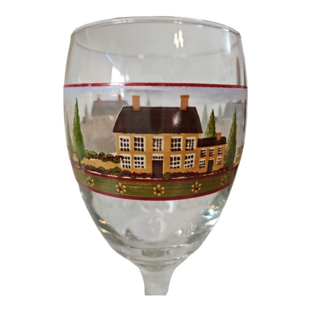Block Country Village By Gear Farmhouse Sceen Water Goblets Glasses Set Of 2 - Picture 2 of 7